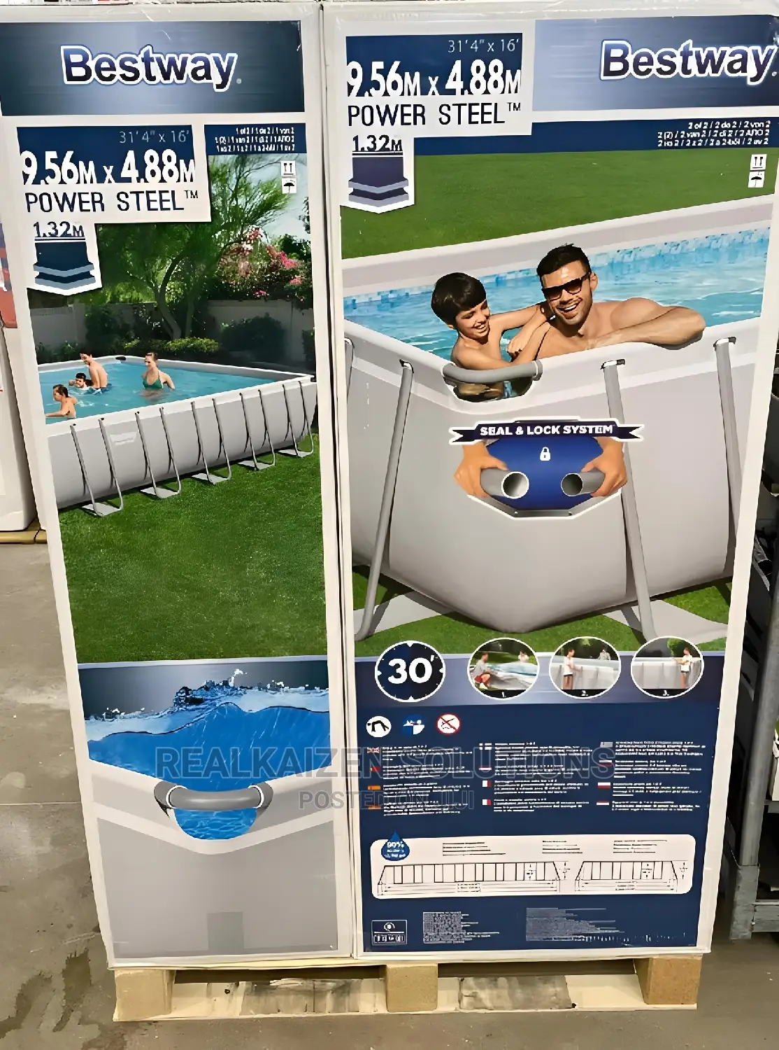 BESTWAY Power Steel Rectangular Swimming Pool 9.56x4.88M