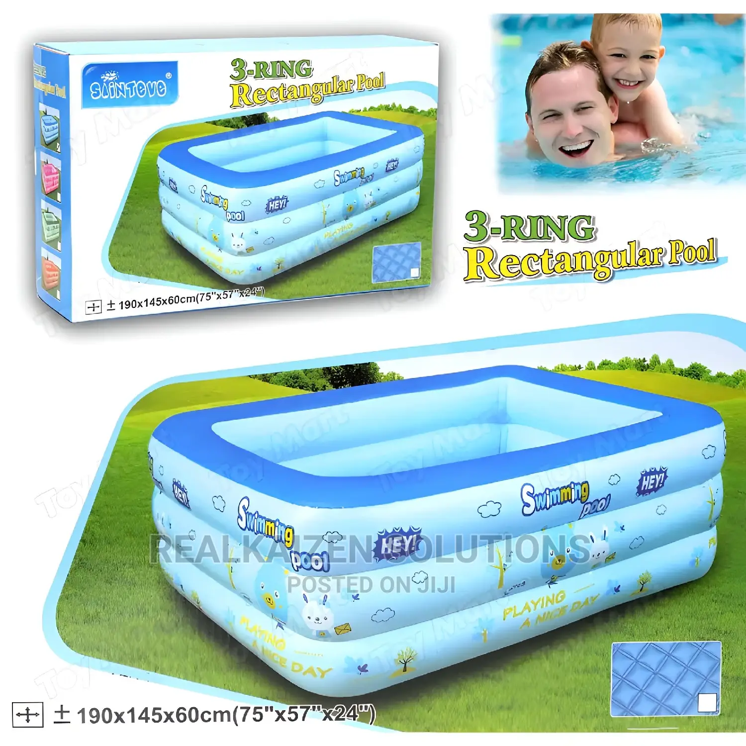 SAINTEVE 3 Ring Rectangular Circular Kid Swimming Pools