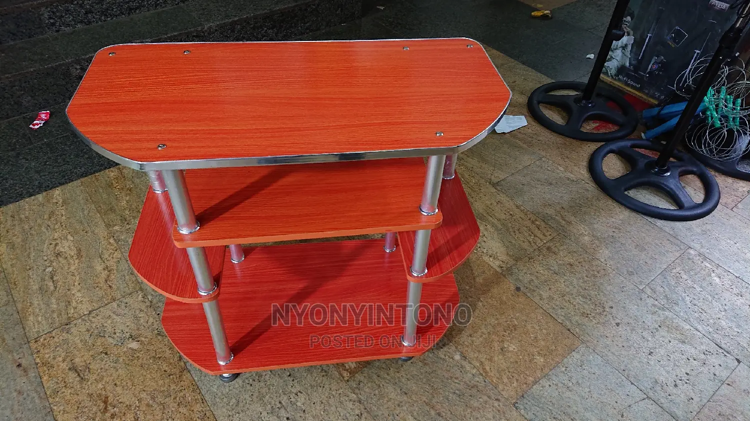 Wooden Tv Stand With Aluminium Legs Ample Space for Woofers