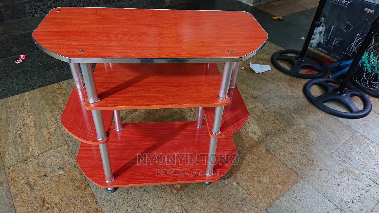 Wooden Tv Stand With Aluminium Legs Ample Space for Woofers