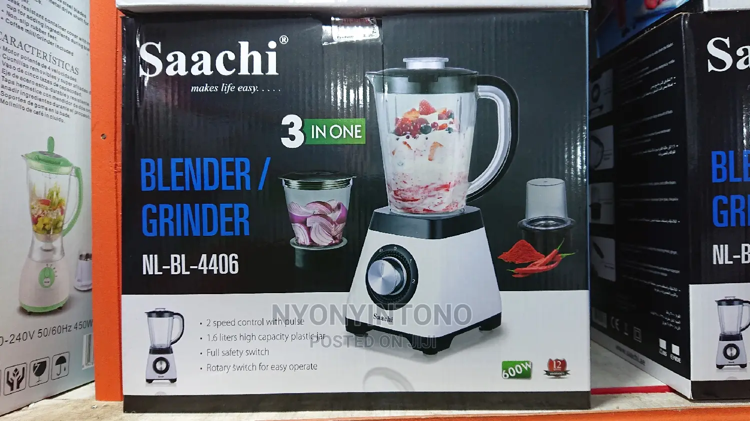 Saachi 3in1 Blender With A600w Powerful Motor 1yr Waranty
