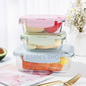 3pcs Lunch Box Separate Glass Bowl 3pcs
