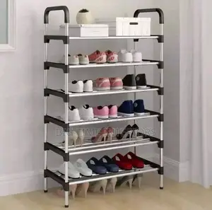 Metallic Layered Shoe Rack- Black
