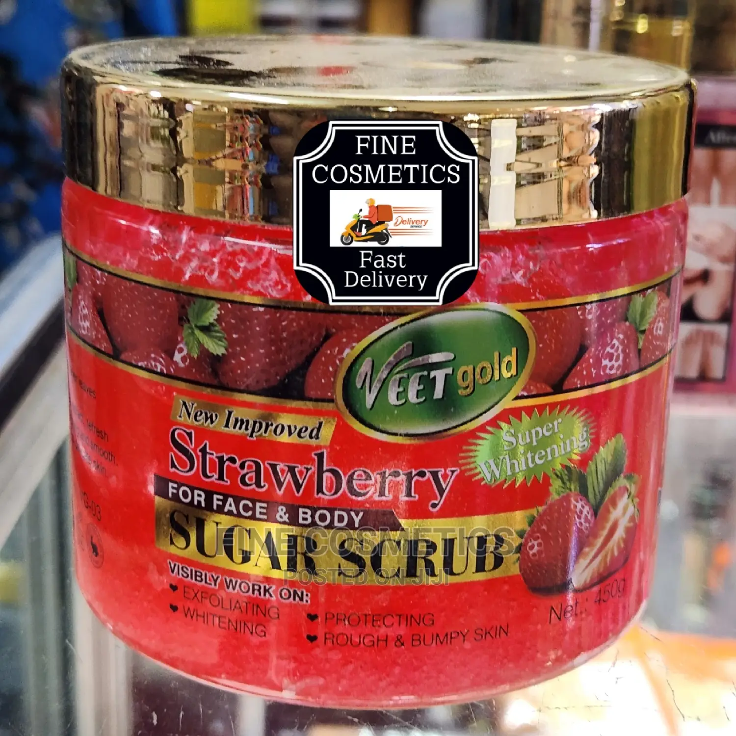 Veet Gold Strawberry Whitening Face and Body Sugar Scrub 450