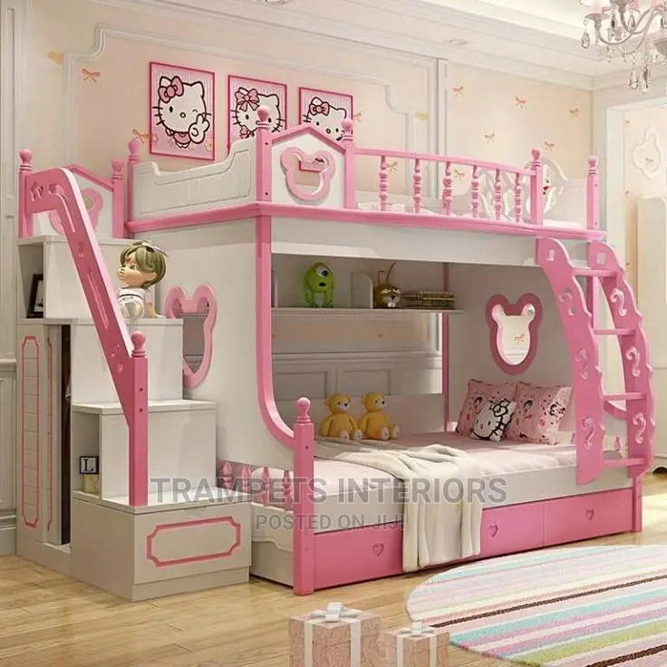 Bunk Beds In White And Pink