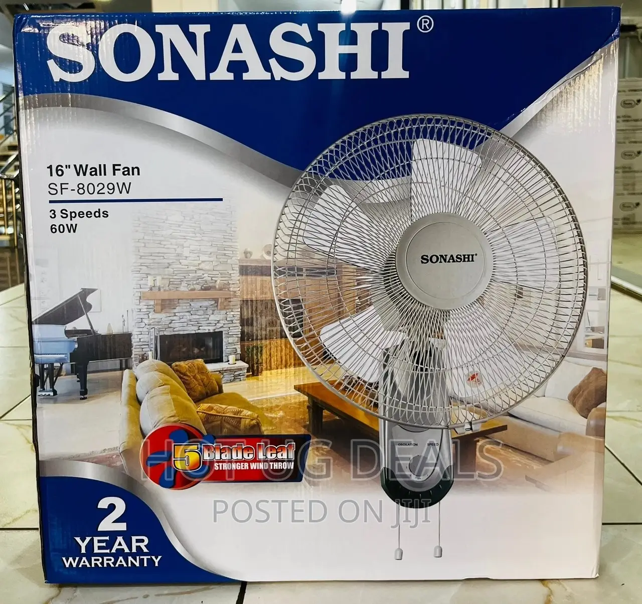 Sonashi 16inch Wall Fan 5 Blades