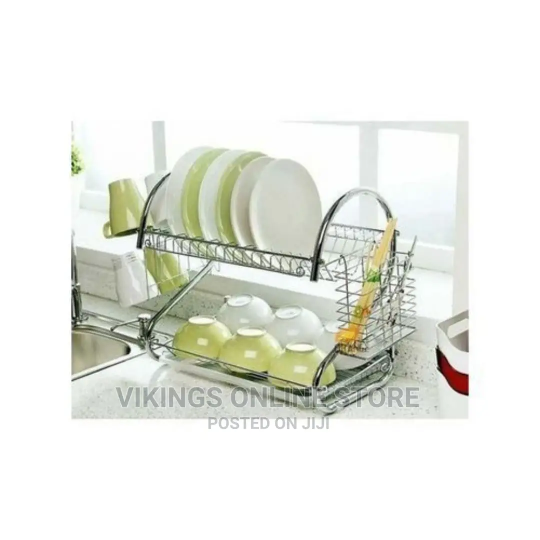 2 Layers Metallic Dish Rack.