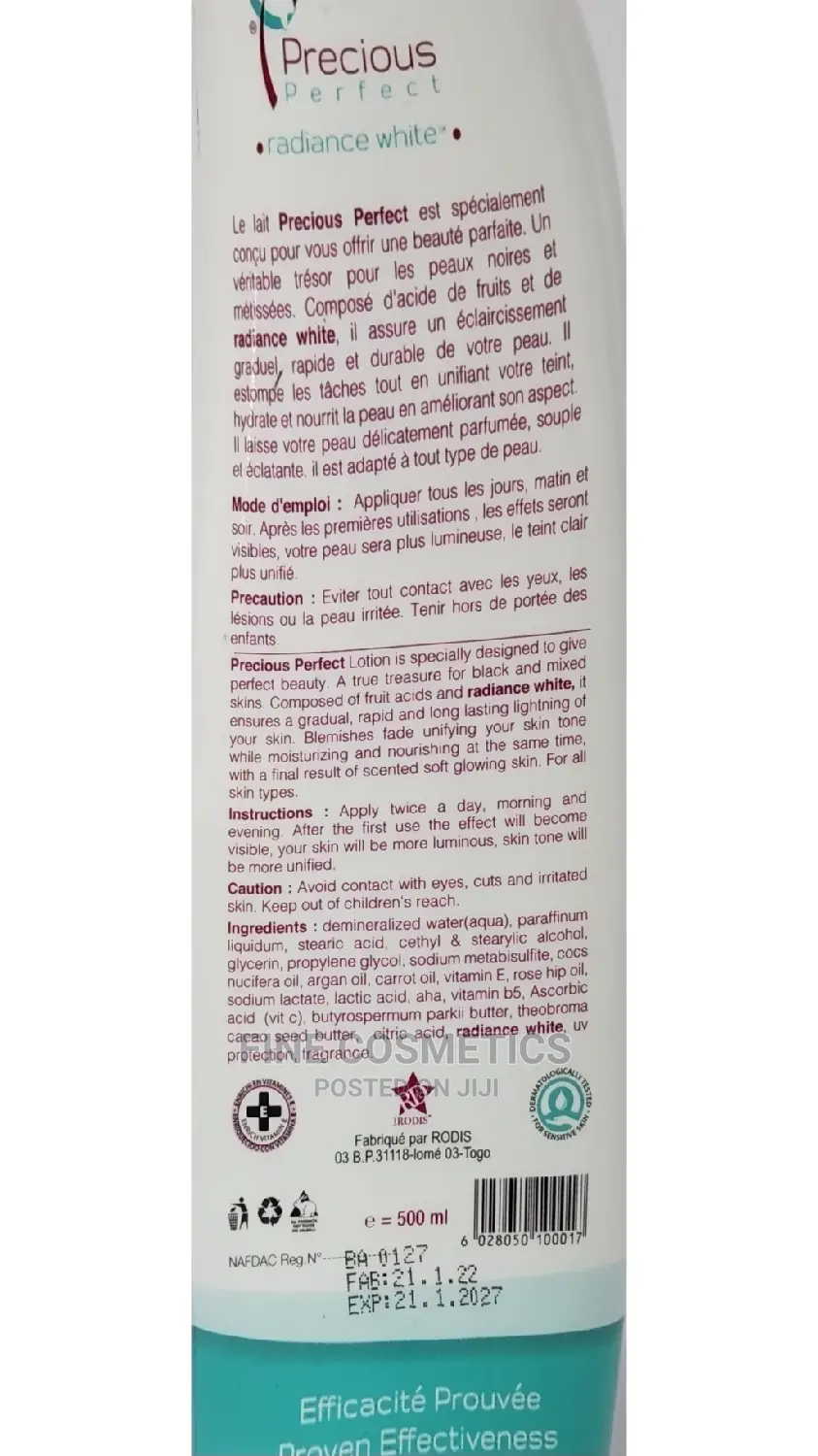 Precious Perfect Radiance White Lightening Lotion and Oil
