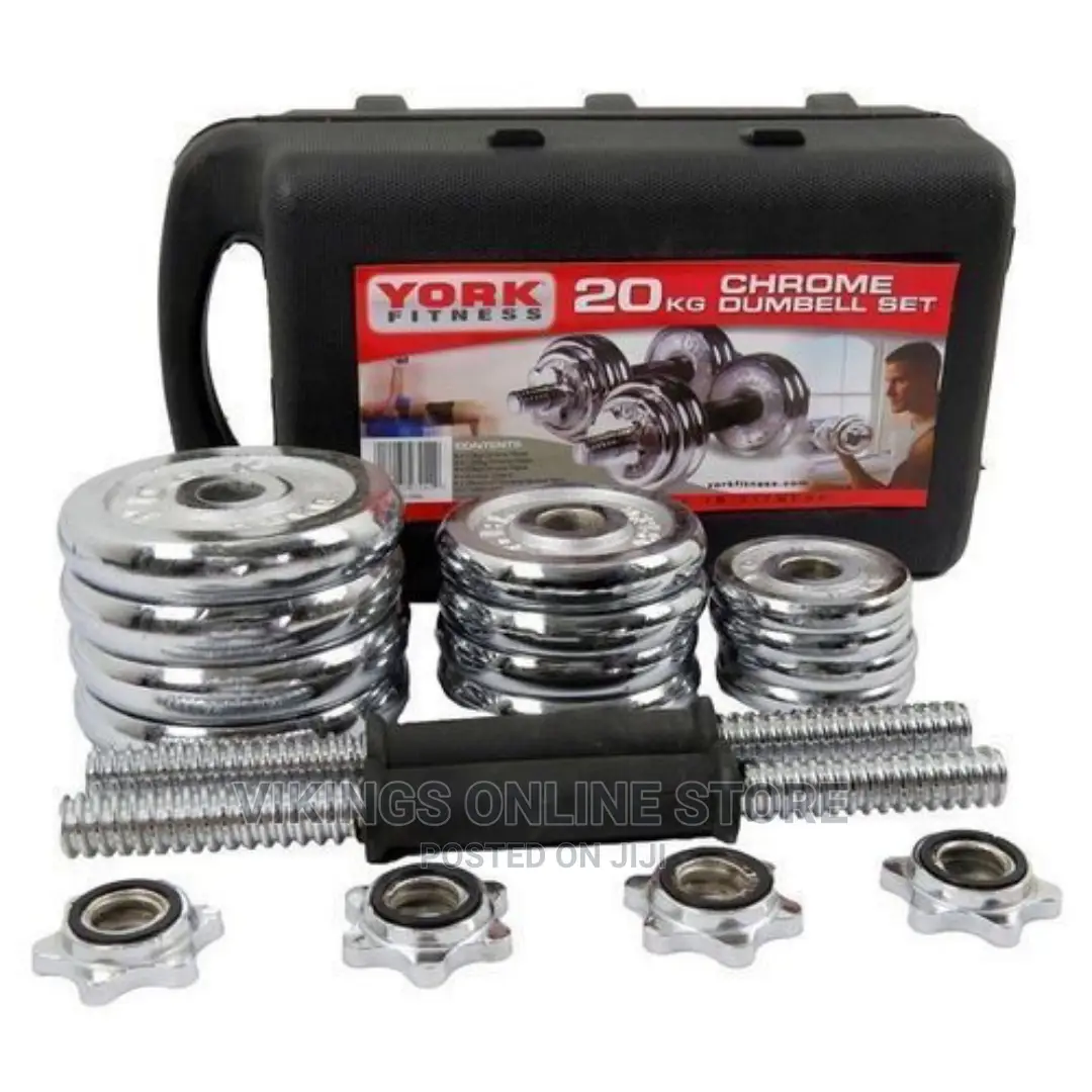 York 20KG Plated Adjustable Dumbbell Set-