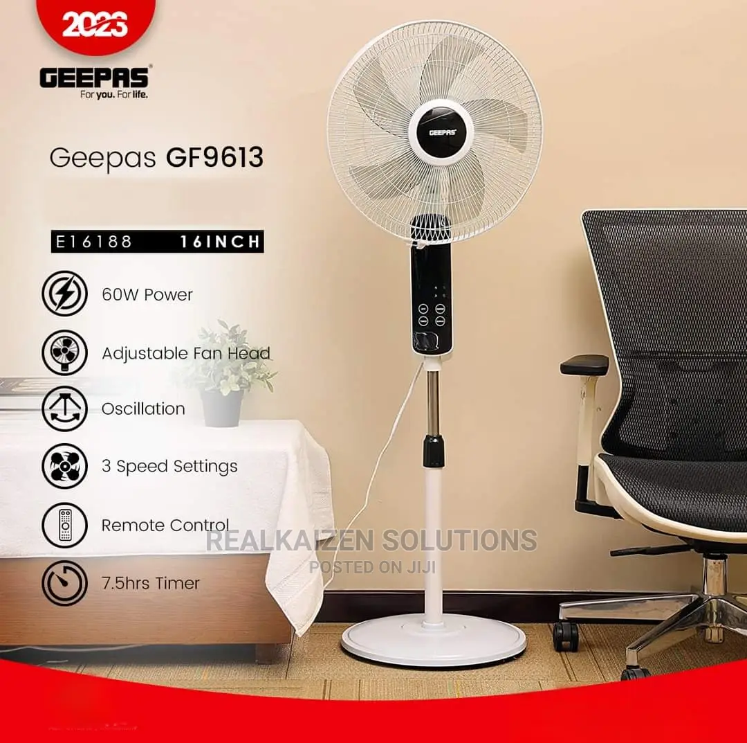 GEEPAS 16" Touch Switch 3 Speed Stand Fan With Remote