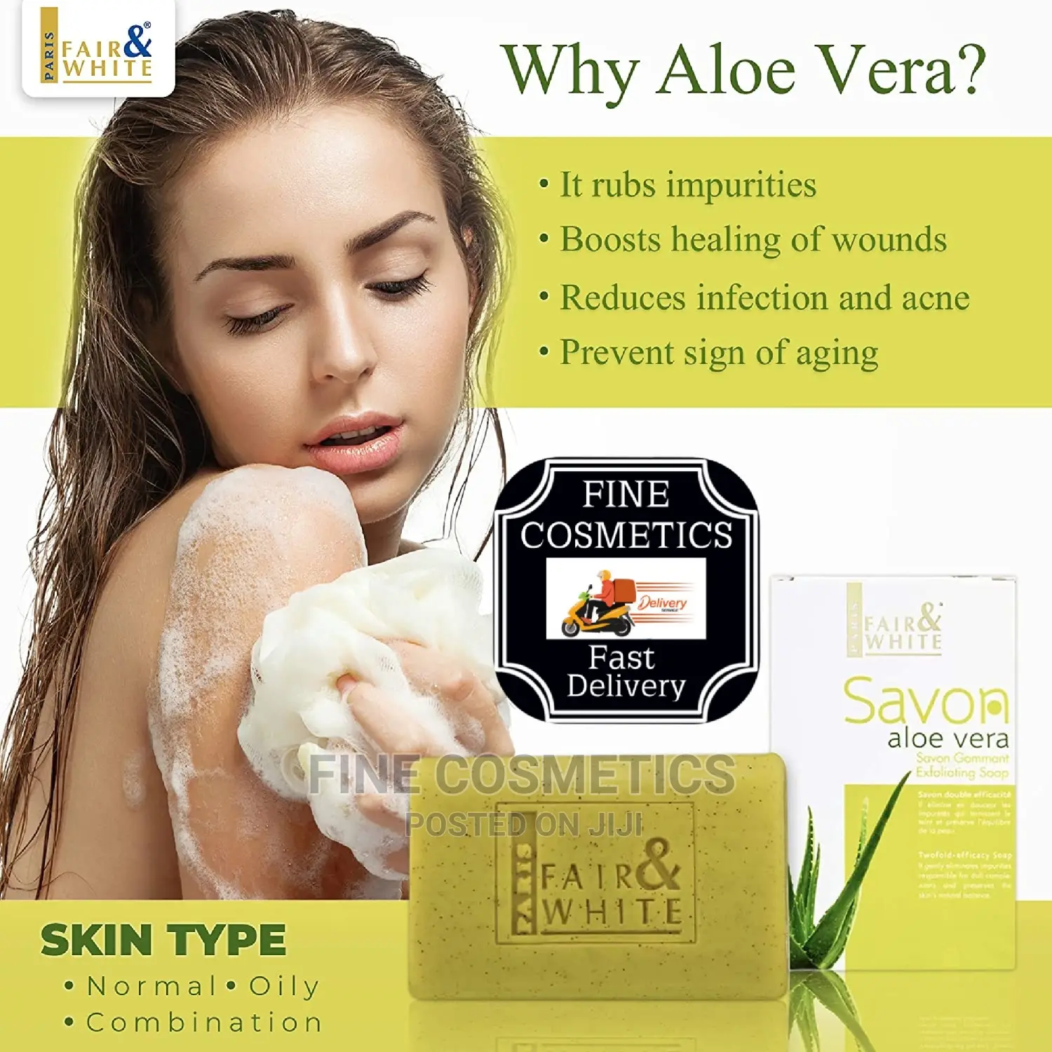 Fair and White Aloe Vera Soap Exfoliating and Repairing Soap