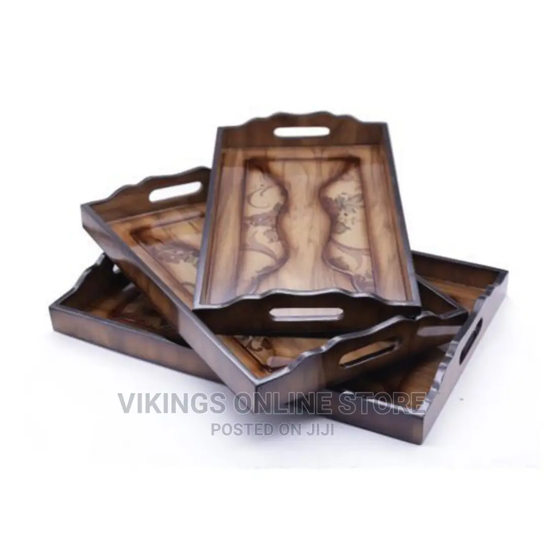 3 Piece of Wooden Serving Trays Platters