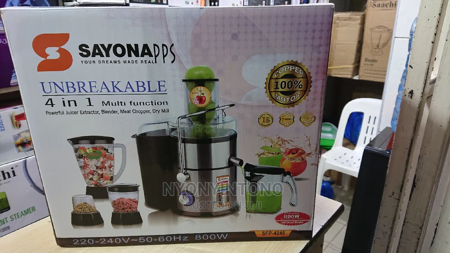Sayona 4 In 1 Juicer,Blender,Chopper &Grinder. 1yr Warranty