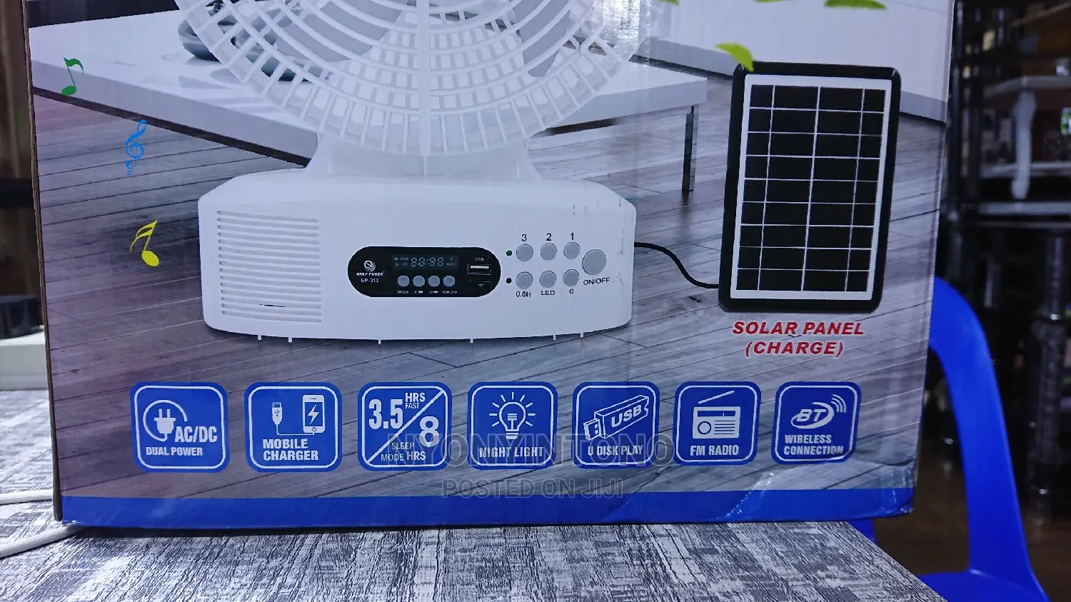 Rechargeable Fan, Bluetoothspeaker, Lamp With Solarpanel