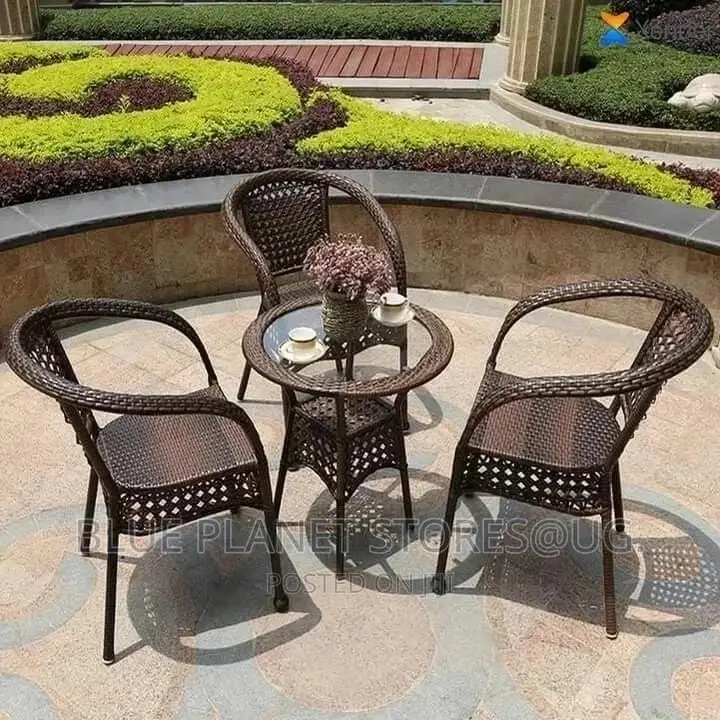 Balcony/Outdoor Chrome Glass Table + 4 Seater Chairs | PATIO