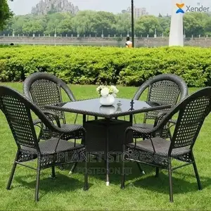 Balcony/Outdoor Chrome Glass Table + 4 Seater Chairs | PATIO