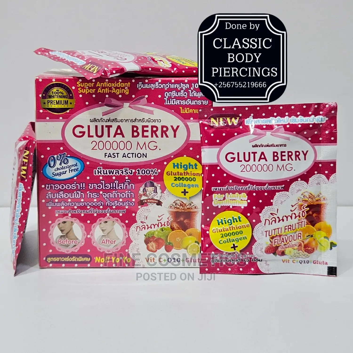 Gluta Berry 200000 Mg Drink Skin Whitening Powder 10pcs/Box