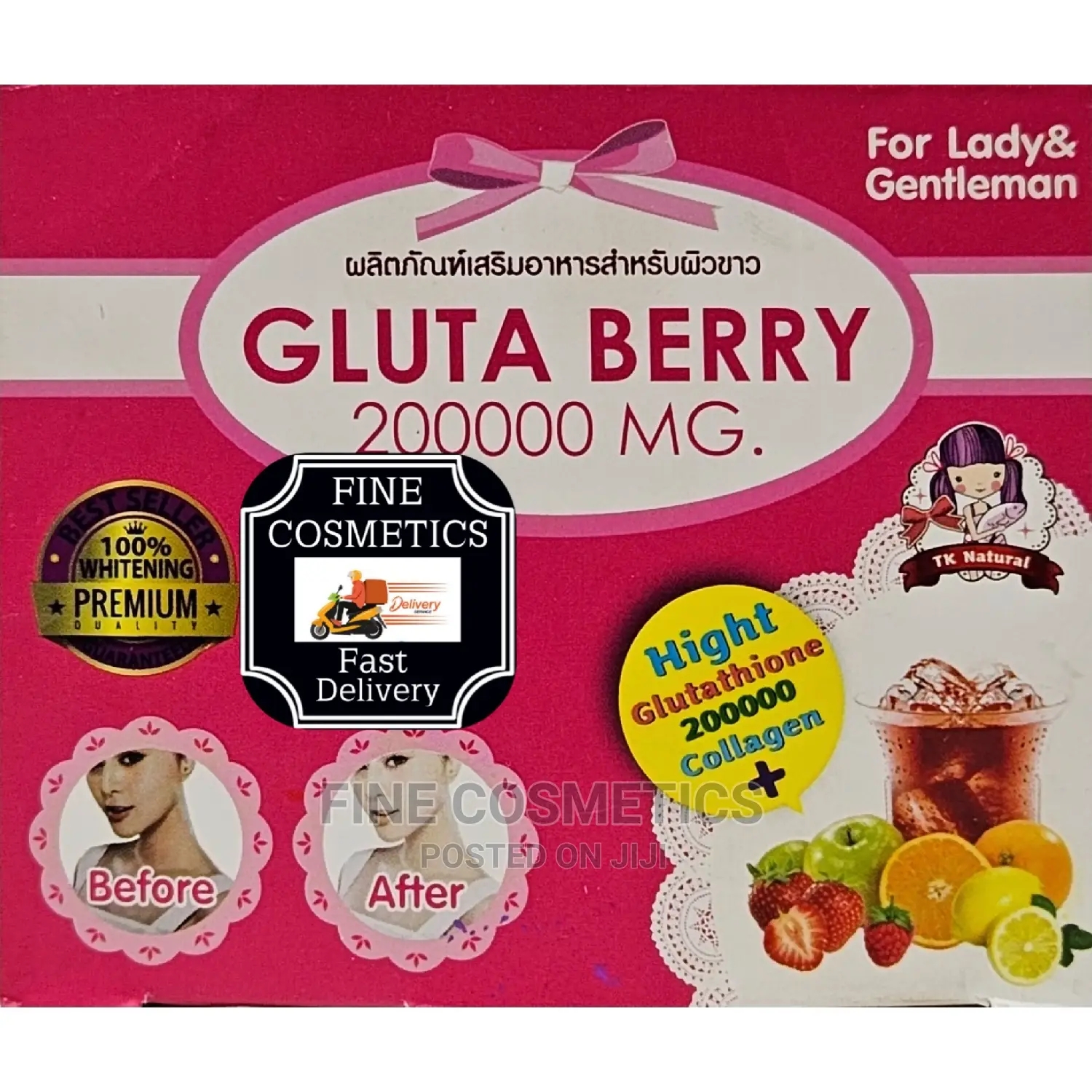 Gluta Berry 200000 Mg Drink Skin Whitening Powder 10pcs/Box
