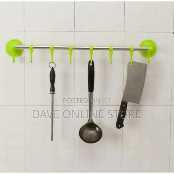 Suction Towel Rack With Hangers - Green