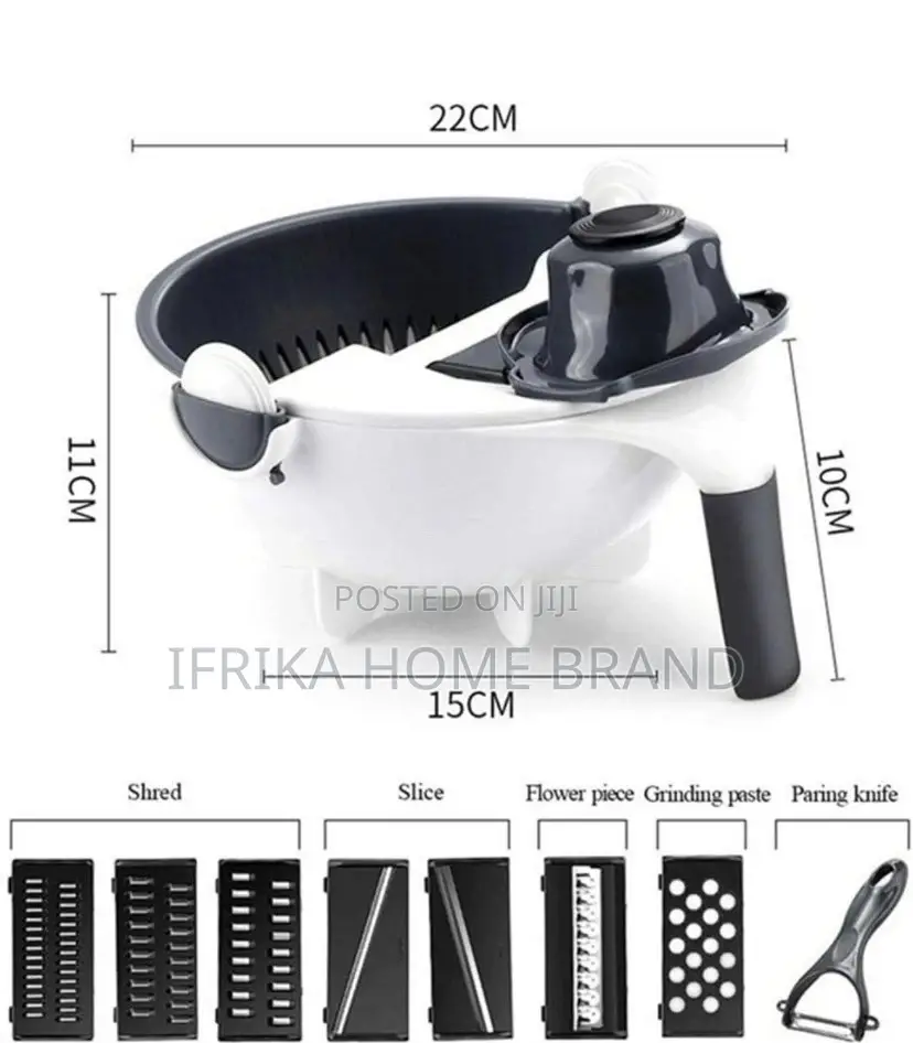 Magic Vegetable Cutter With Drain Basket 9 in 1