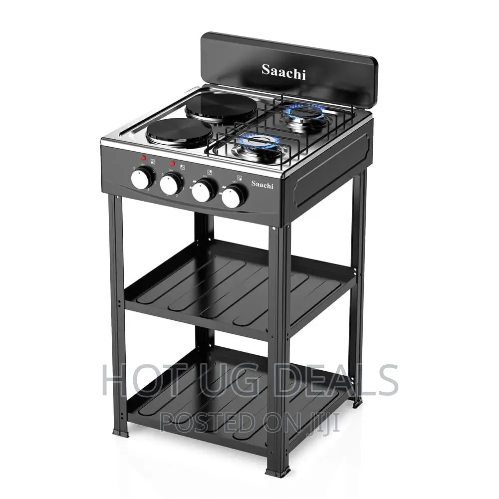 Saachi Gas Burner With 2 Gas 2 Hot Plates Shelves
