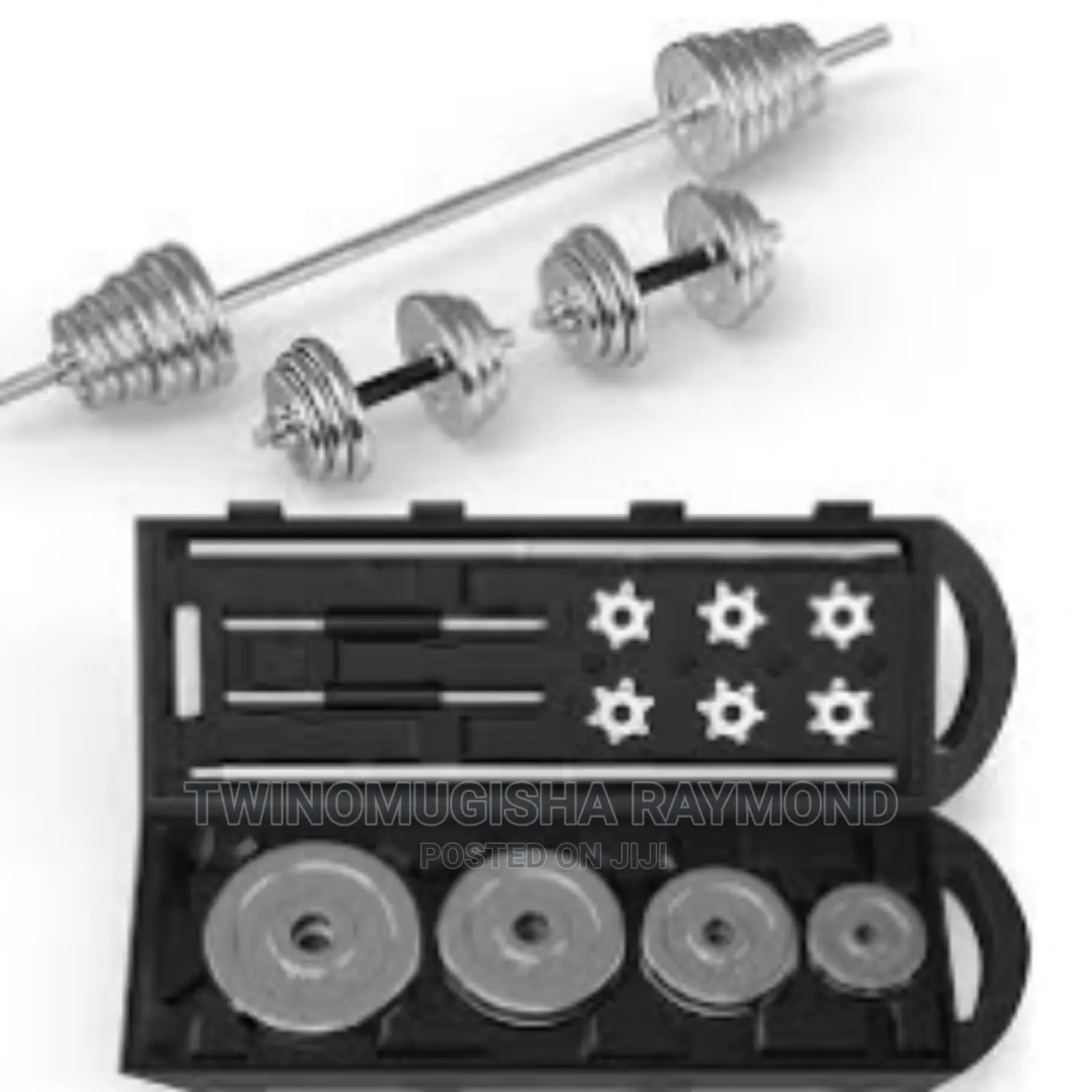 A Set of York 50 Kg Dumbbells and Barbells
