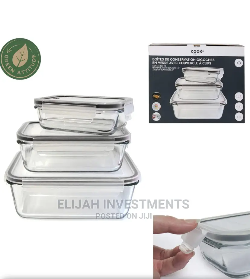 Strong Glass Food Storage Containers (3pcs)