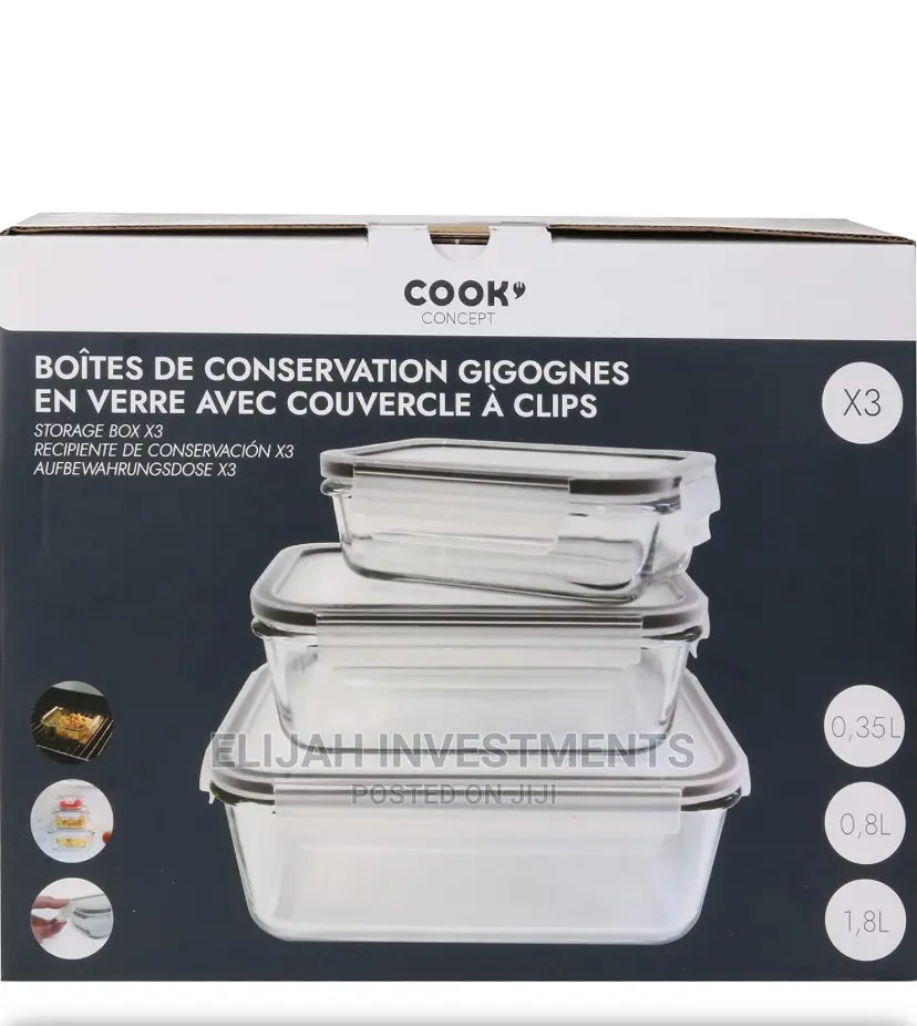 Strong Glass Food Storage Containers (3pcs)