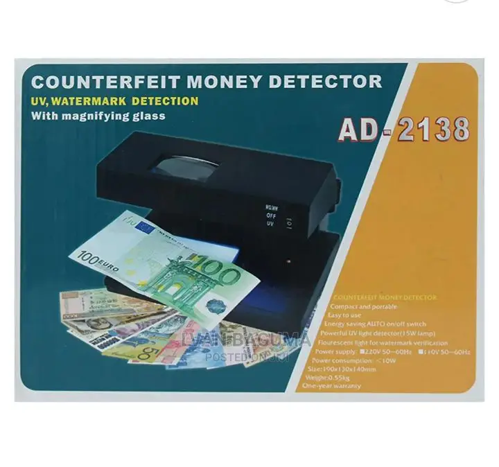 Fake Money Detector AD - 2138 - UV, Magnifying Glass