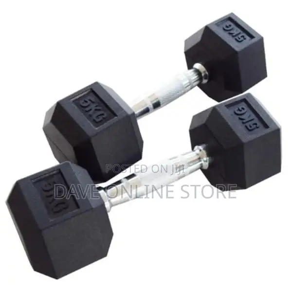 Pair of 5kg Hex Dummbbell