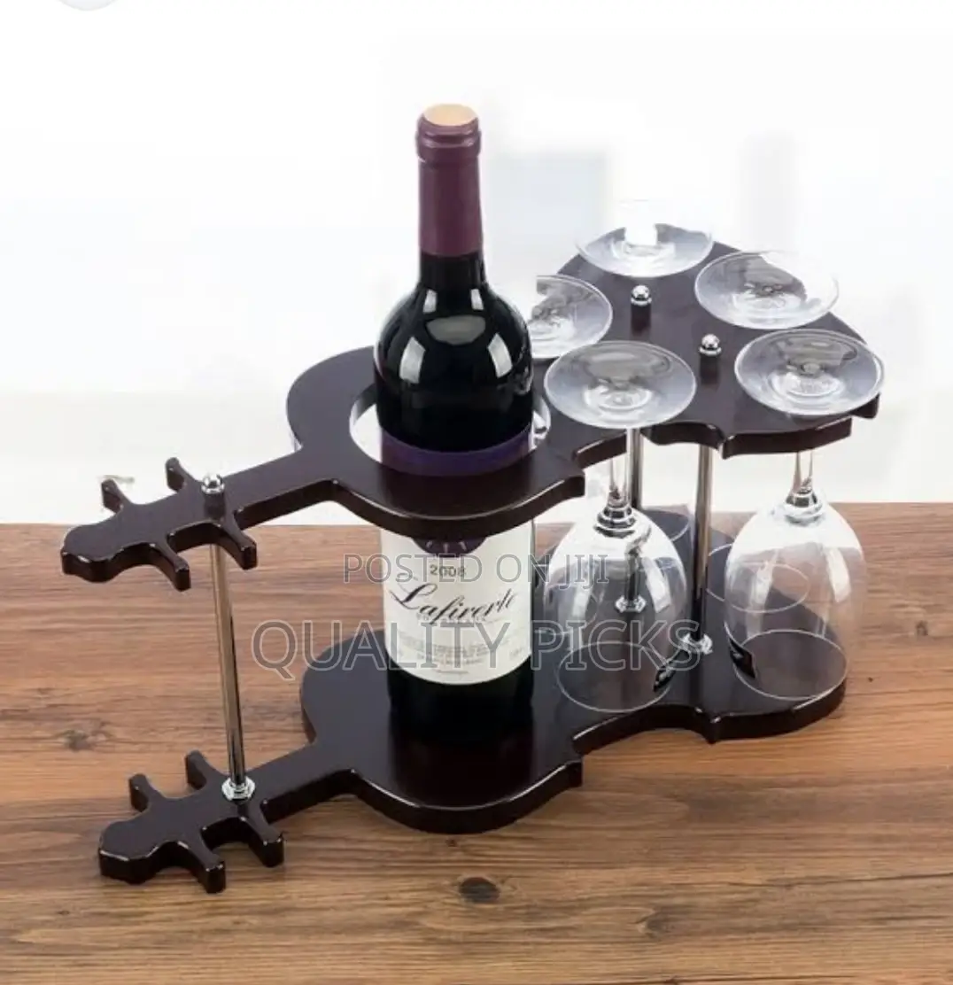 Wooden Wine and Glass Holder Rack