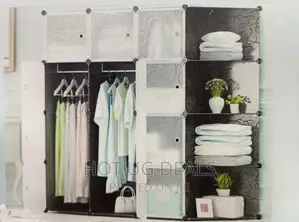 3 Column Frosted Plastic Wardrobe _ Black