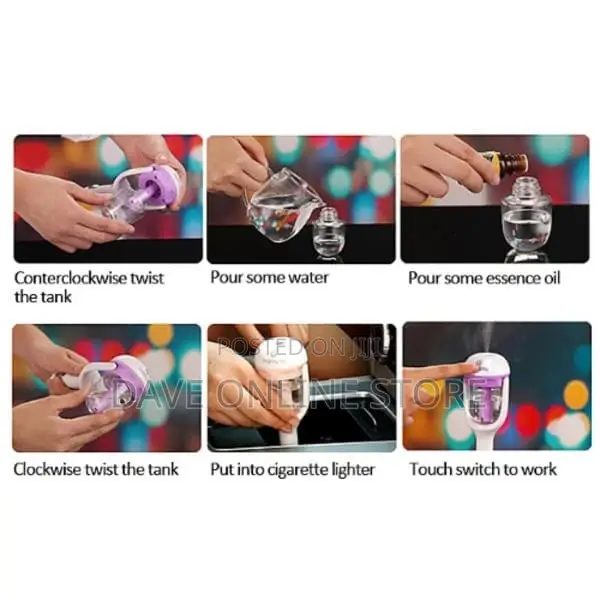 Car Vehicle Aromatherapy Humidifier Air Purifier Diffuser