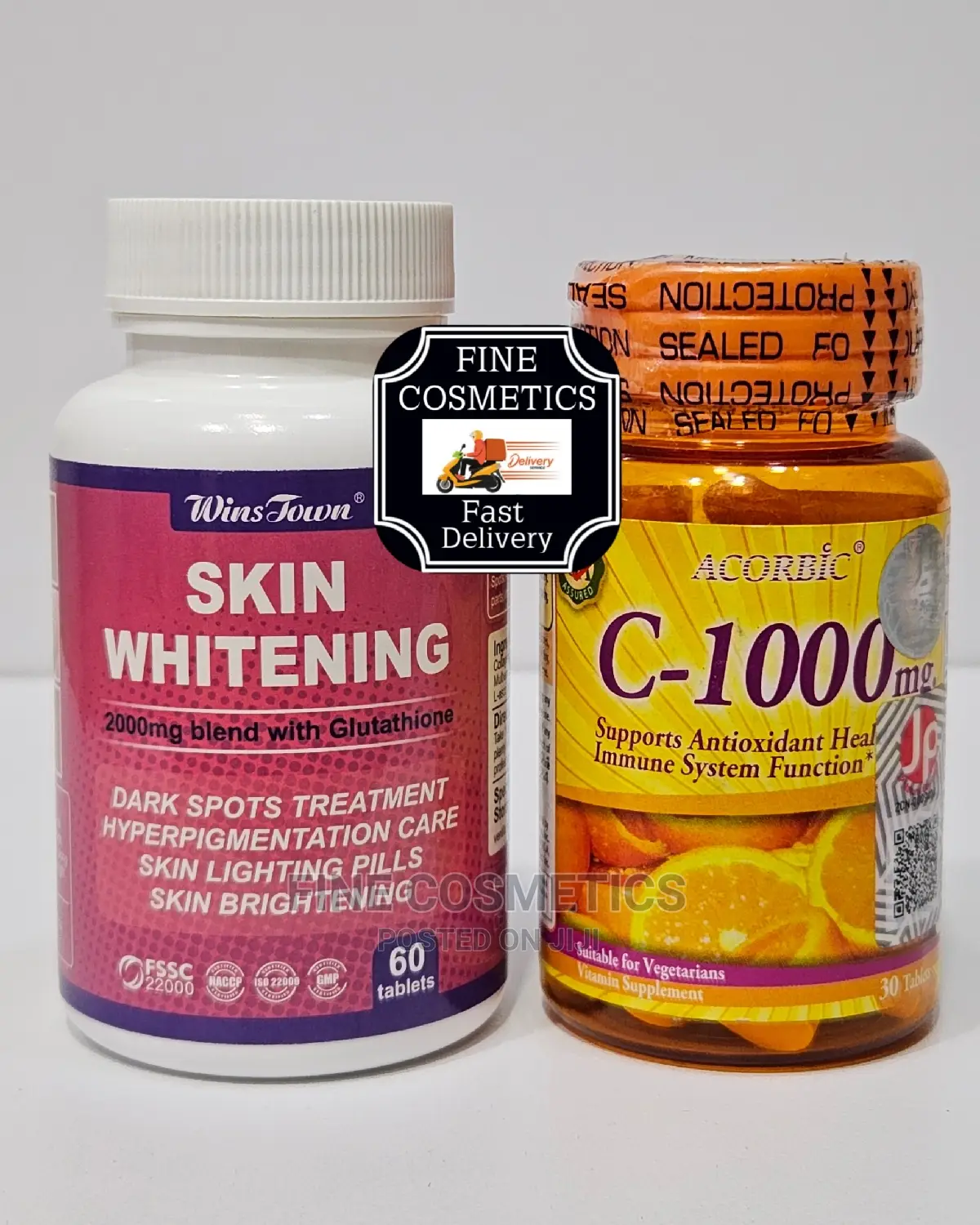 Skin WHITENING Combo of Lightening Pills + Vitamin C Tablets