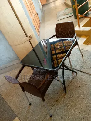 Balcony Set(Glass Square Table and 2chairs Plastic)