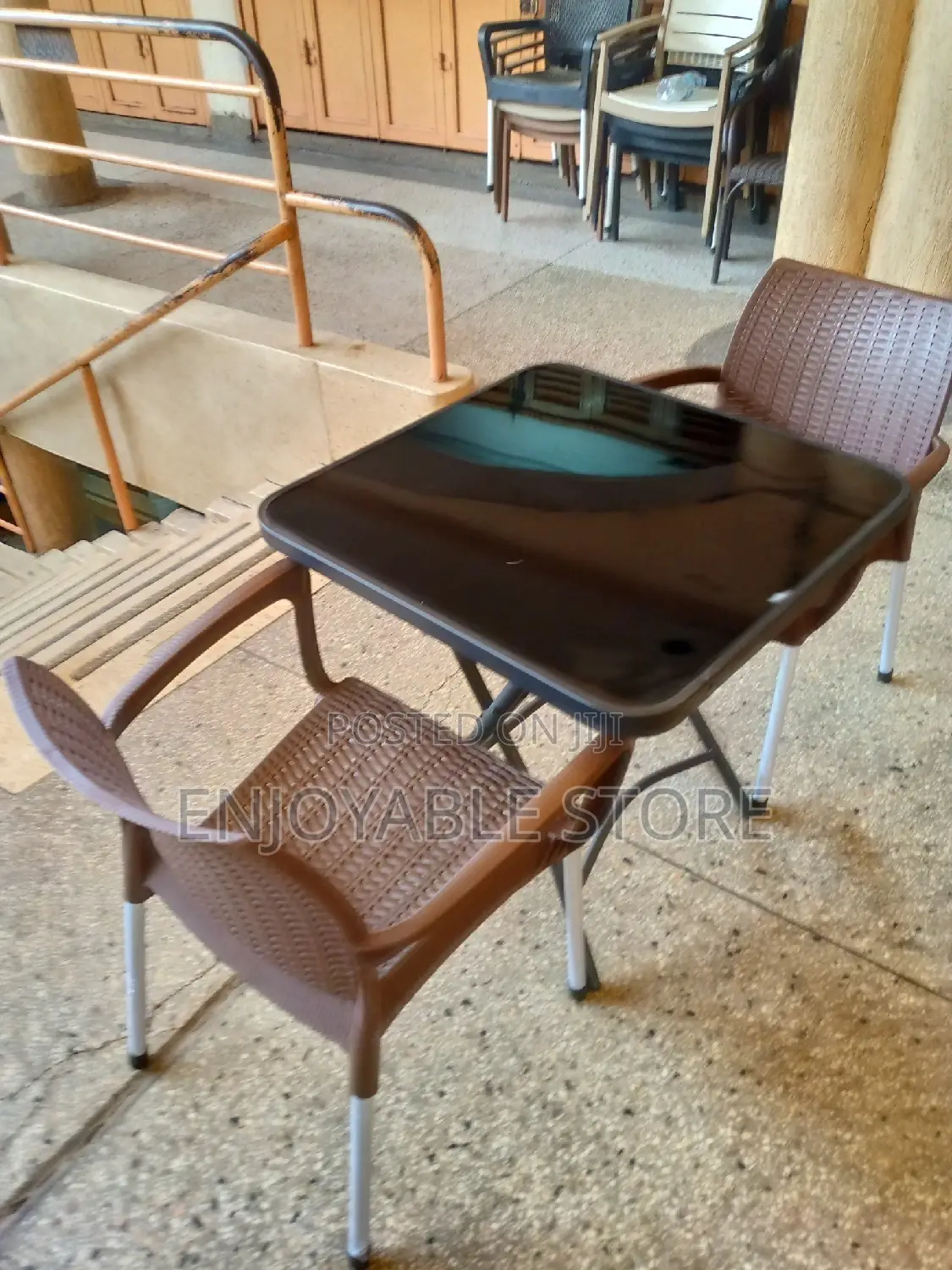 Balcony Set(Plastic Chairs and Glass Table)