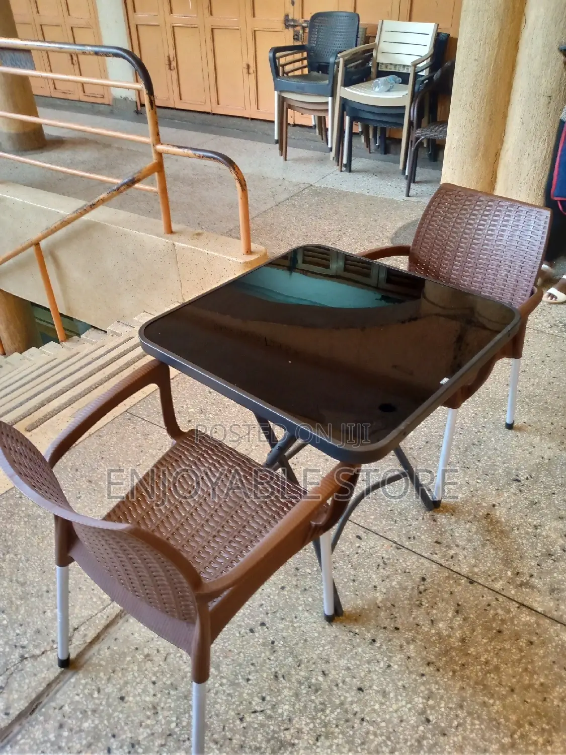 Balcony Set(Plastic Chairs and Glass Table)