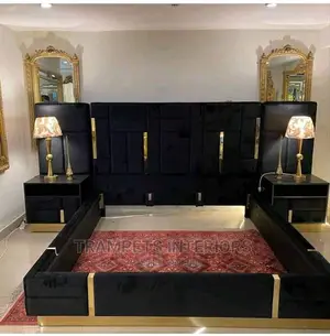 Bed/ Black and Golden Stripes Bed