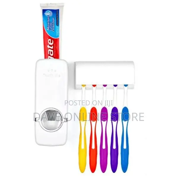 Home Easy Toothpaste Dispenser With Toothbrush Holder