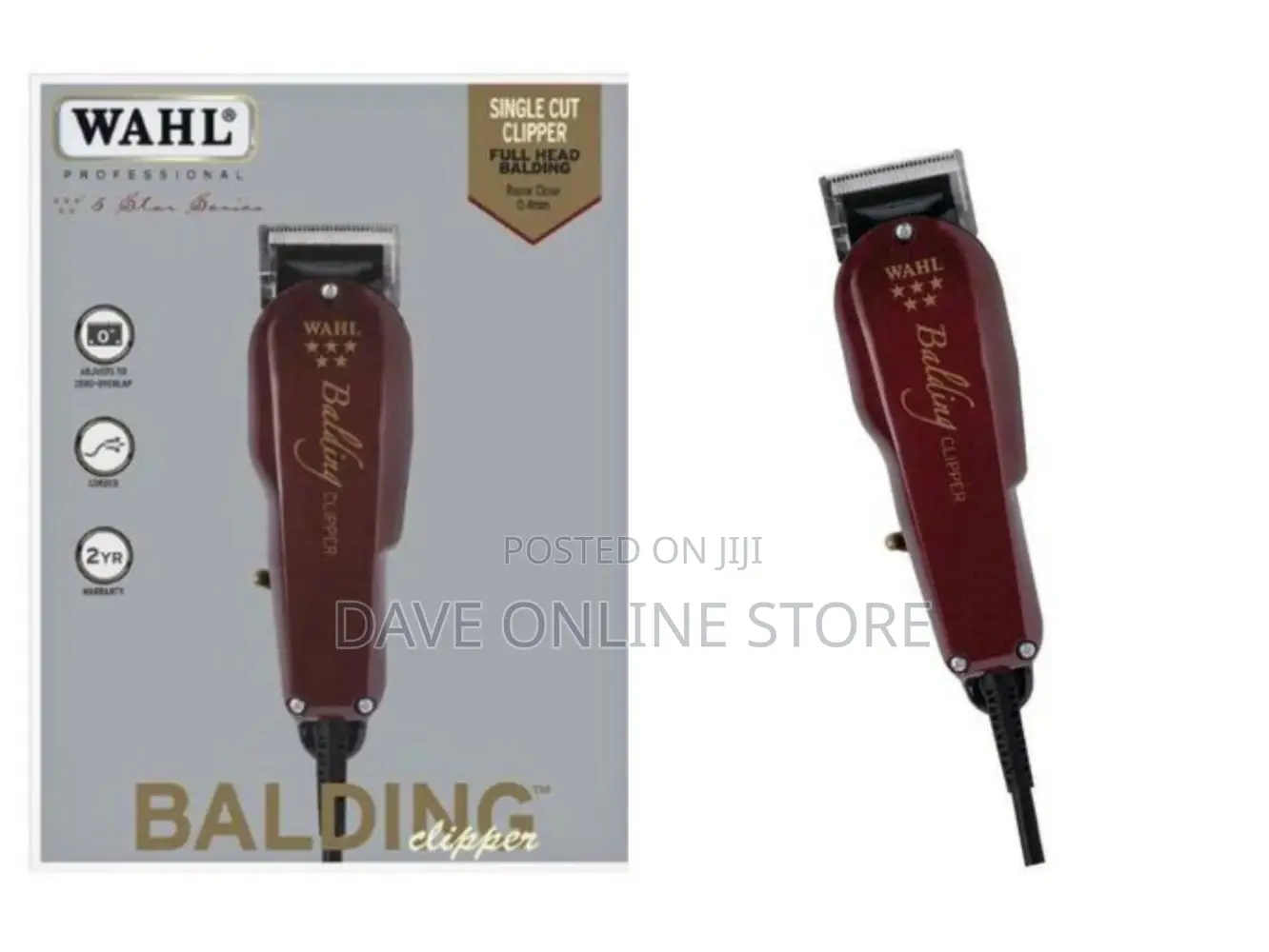 Wahl Balding Corded Clipper Shaver - Black,Maroon