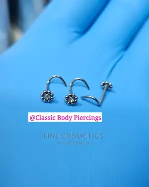 1pc Corkscrew Nose Studs, Stainless Steel Flower Nose Pin