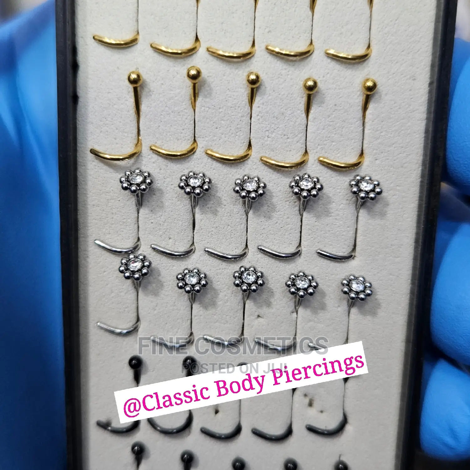 1pc Corkscrew Nose Studs, Stainless Steel Flower Nose Pin