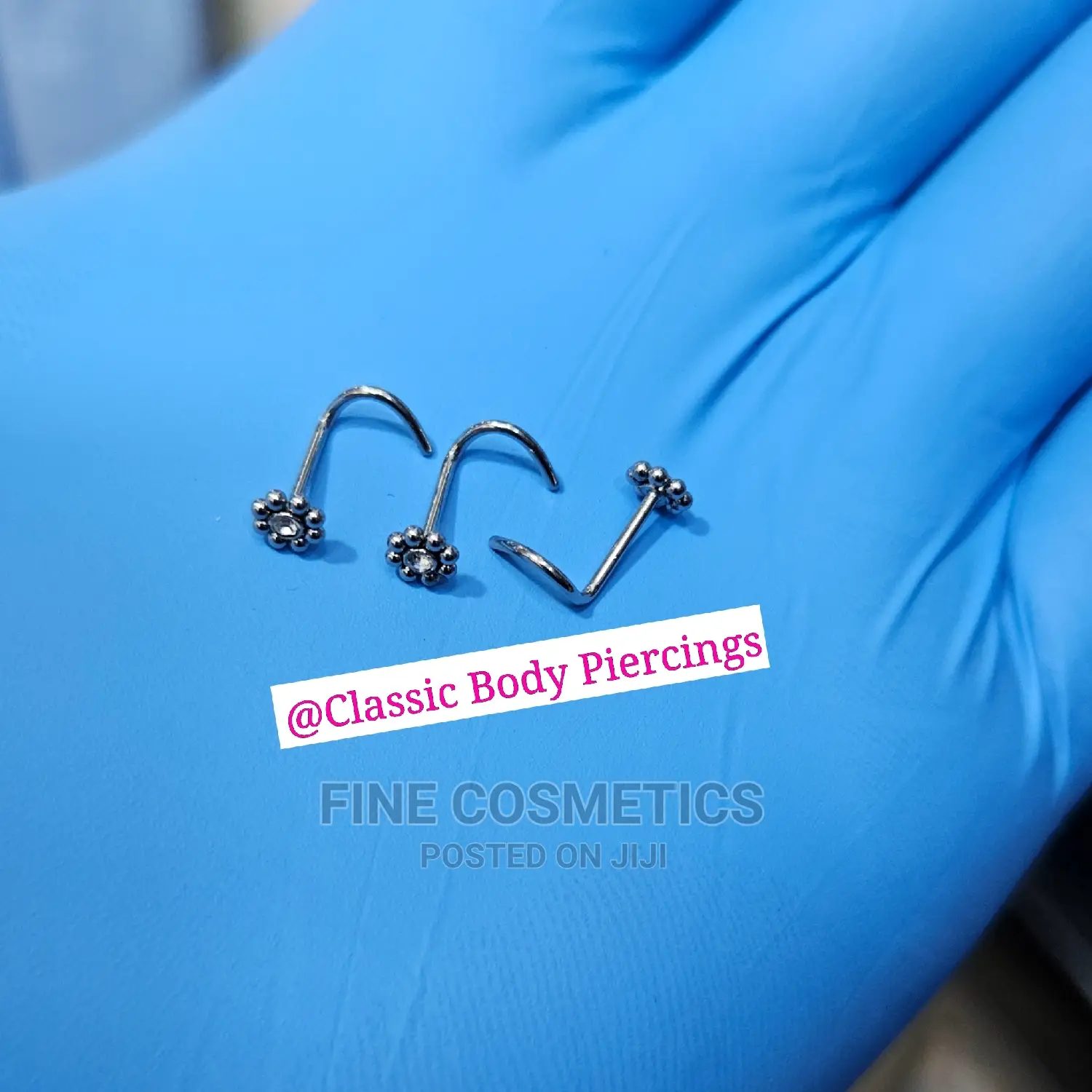 1pc Corkscrew Nose Studs, Stainless Steel Flower Nose Pin