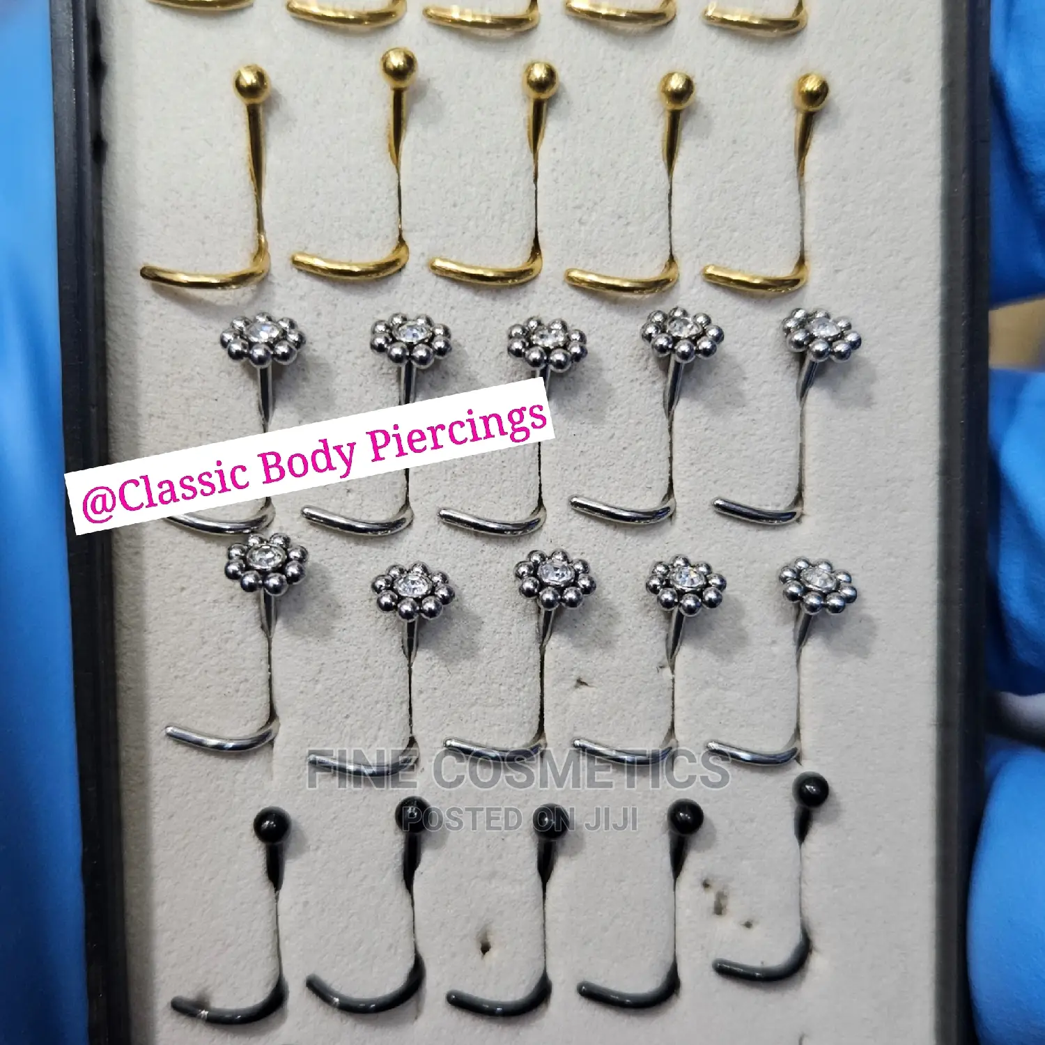 1pc Corkscrew Nose Studs, Stainless Steel Flower Nose Pin