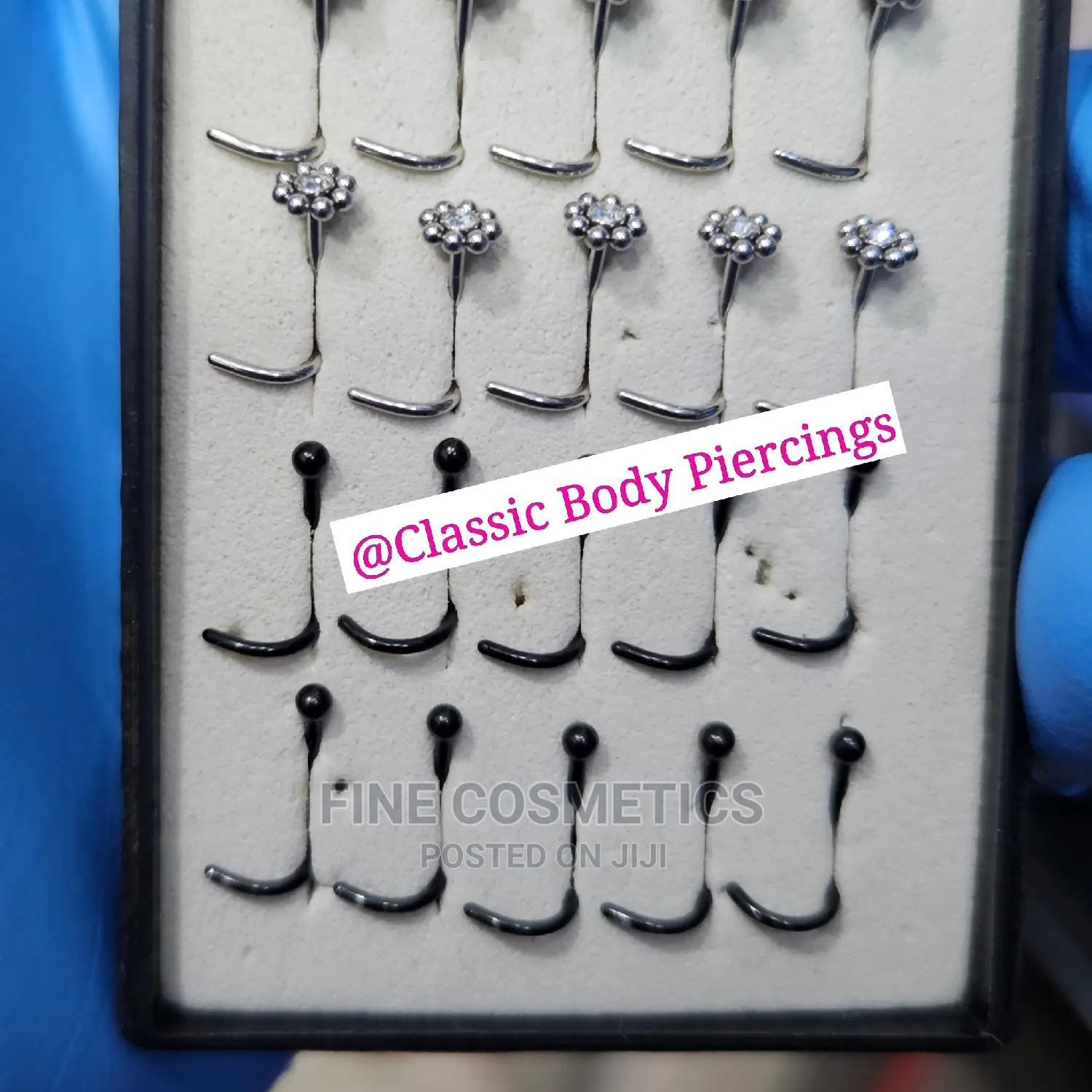 1pc Corkscrew Nose Studs, Stainless Steel Flower Nose Pin