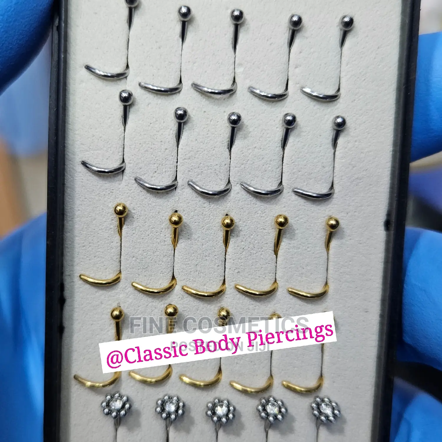 1pc Corkscrew Nose Studs, Stainless Steel Flower Nose Pin