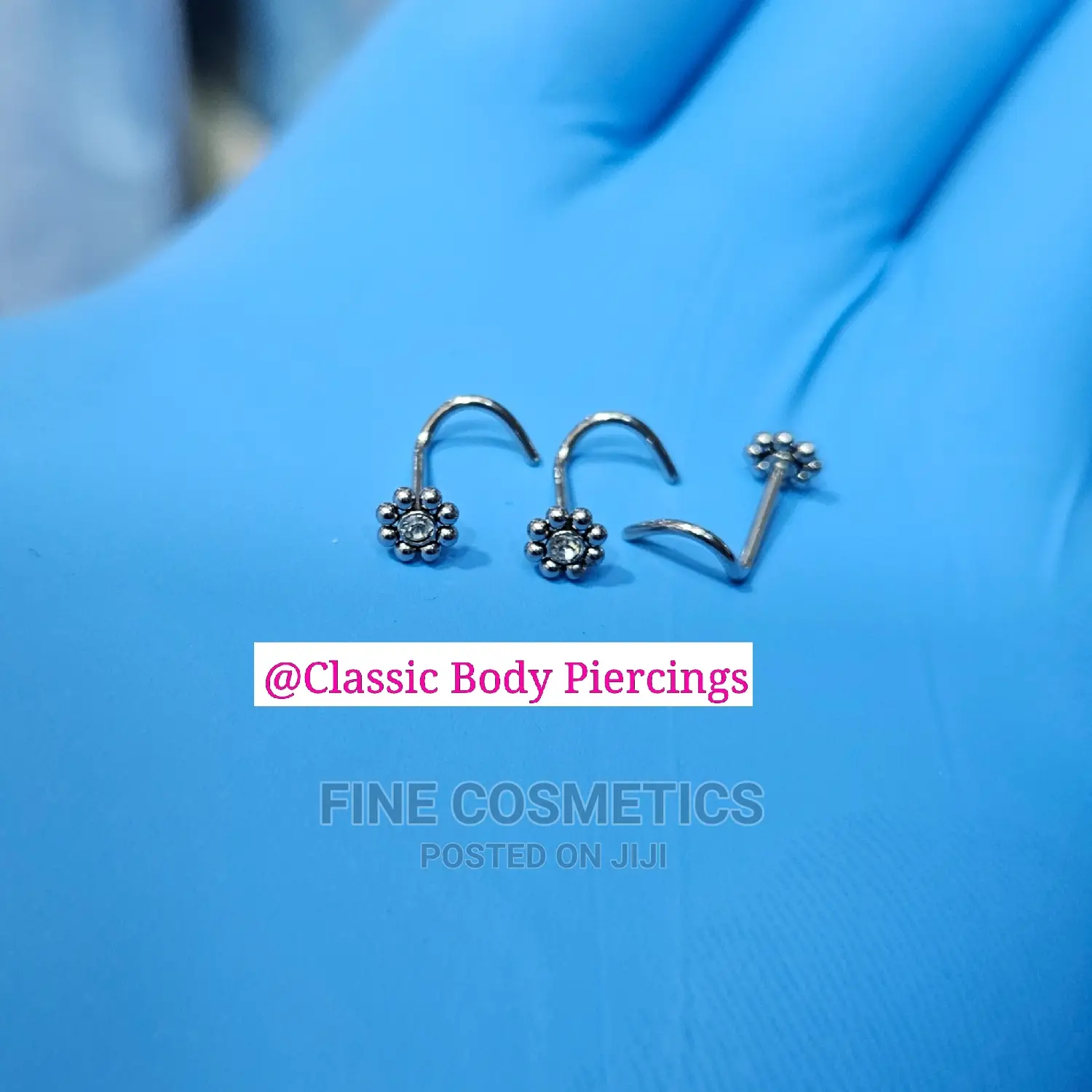 1pc Corkscrew Nose Studs, Stainless Steel Flower Nose Pin