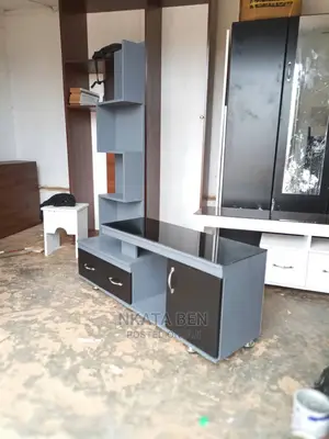 Dark Grey and Black Tv Stand 4 Feet