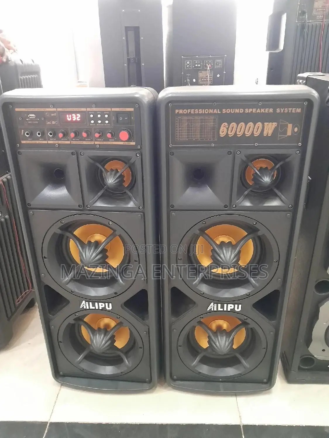 60,000watts Allipu Amplified Speakers(2pcs a Microphone)