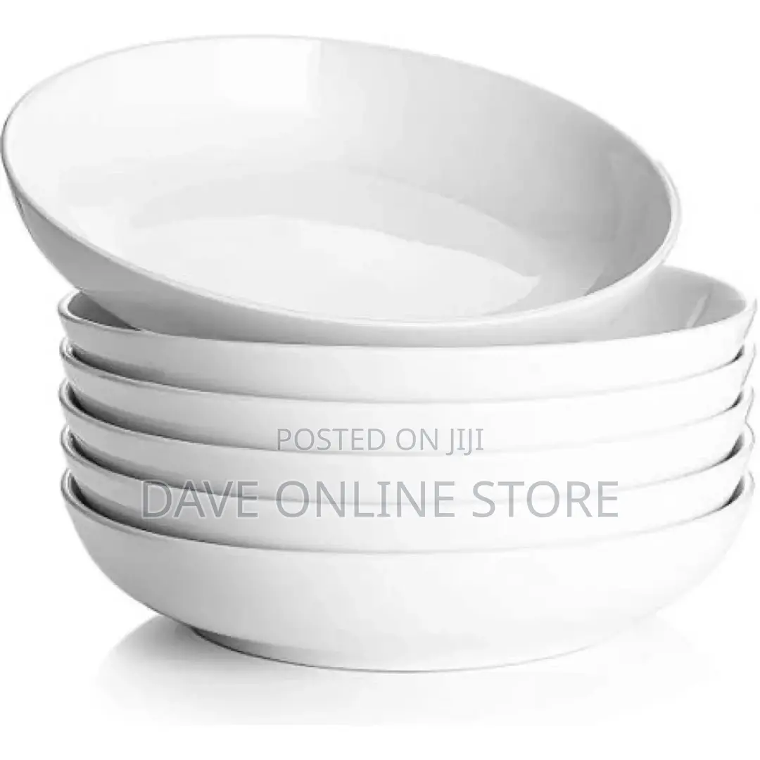 6 Pieces of Deep Soup Plates Bowls, White